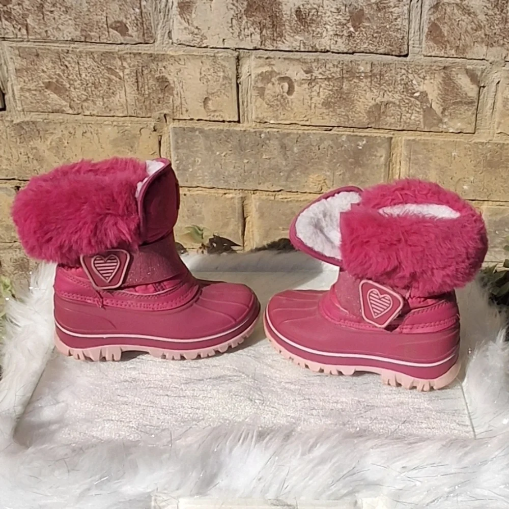 Nova Mountain Youth Pink Faux-Fur Sherpa Waterproof Winter Boots   Size 9 Kids